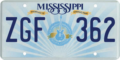 MS license plate ZGF362