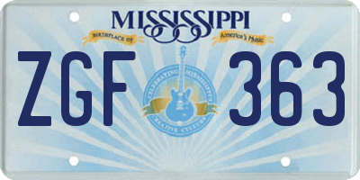 MS license plate ZGF363