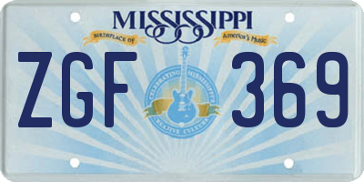 MS license plate ZGF369
