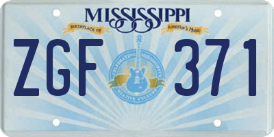 MS license plate ZGF371