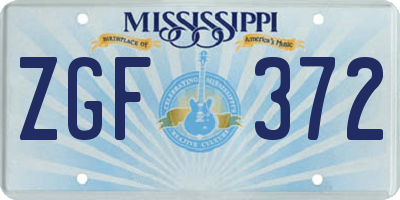 MS license plate ZGF372
