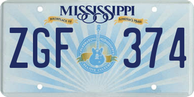 MS license plate ZGF374