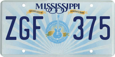 MS license plate ZGF375