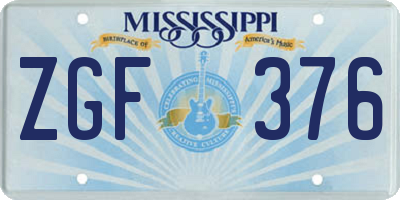 MS license plate ZGF376