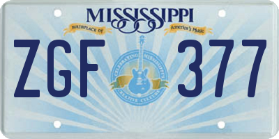 MS license plate ZGF377