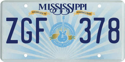 MS license plate ZGF378