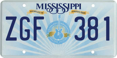 MS license plate ZGF381