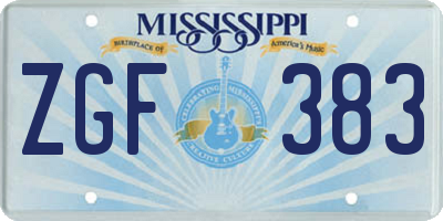 MS license plate ZGF383
