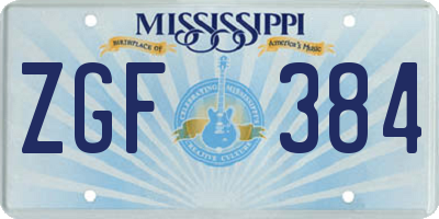 MS license plate ZGF384