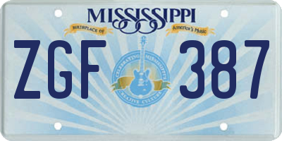 MS license plate ZGF387