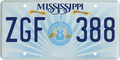 MS license plate ZGF388