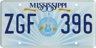 MS license plate ZGF396