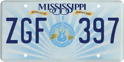 MS license plate ZGF397