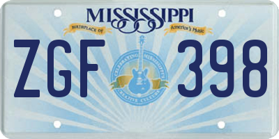 MS license plate ZGF398