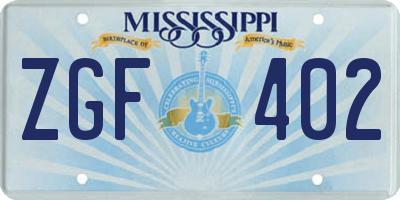 MS license plate ZGF402