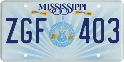 MS license plate ZGF403