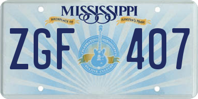 MS license plate ZGF407