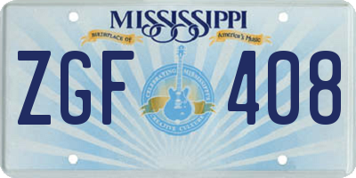 MS license plate ZGF408
