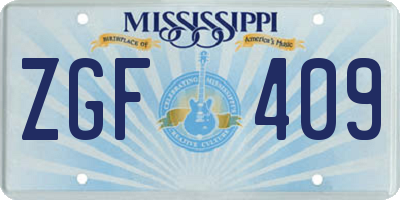 MS license plate ZGF409