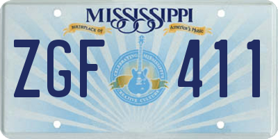 MS license plate ZGF411