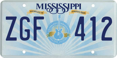 MS license plate ZGF412