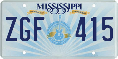 MS license plate ZGF415
