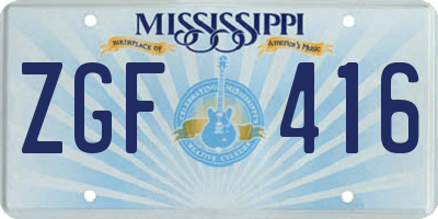 MS license plate ZGF416