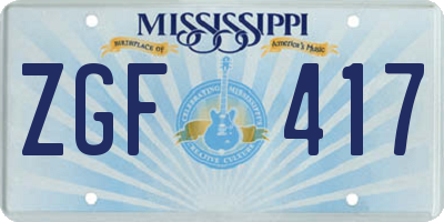 MS license plate ZGF417