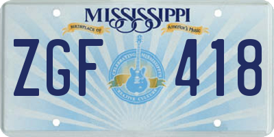MS license plate ZGF418