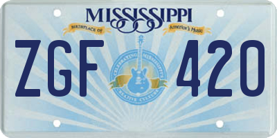 MS license plate ZGF420