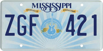 MS license plate ZGF421