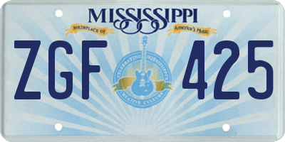 MS license plate ZGF425