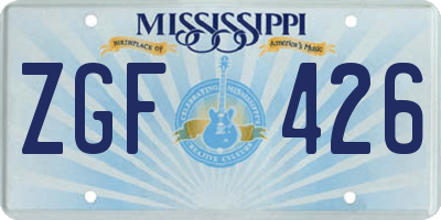 MS license plate ZGF426