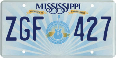 MS license plate ZGF427