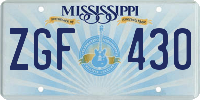 MS license plate ZGF430