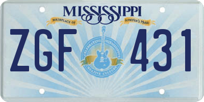 MS license plate ZGF431
