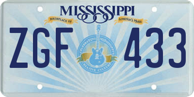 MS license plate ZGF433