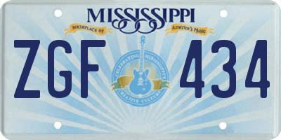 MS license plate ZGF434