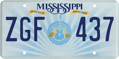 MS license plate ZGF437