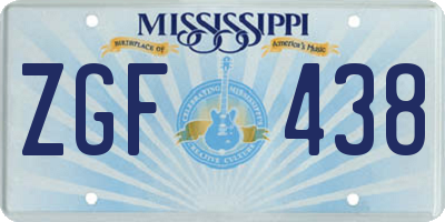 MS license plate ZGF438
