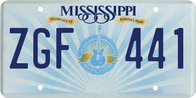 MS license plate ZGF441