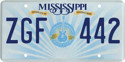 MS license plate ZGF442