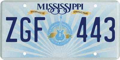MS license plate ZGF443