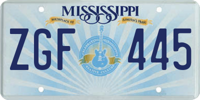 MS license plate ZGF445