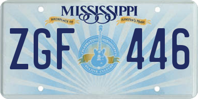 MS license plate ZGF446