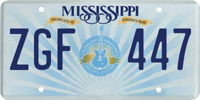 MS license plate ZGF447
