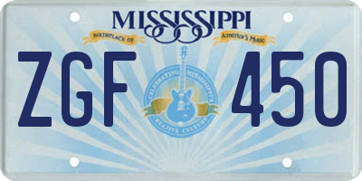 MS license plate ZGF450