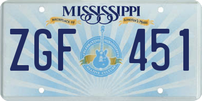 MS license plate ZGF451