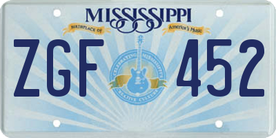 MS license plate ZGF452