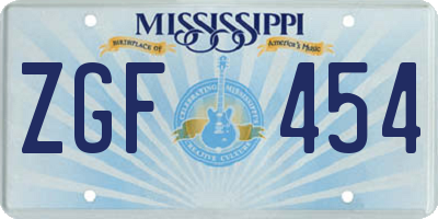 MS license plate ZGF454